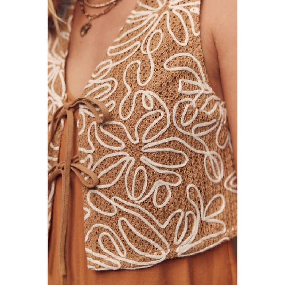 Abstract Embroidered Vest