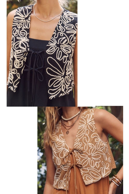Abstract Embroidered Vest