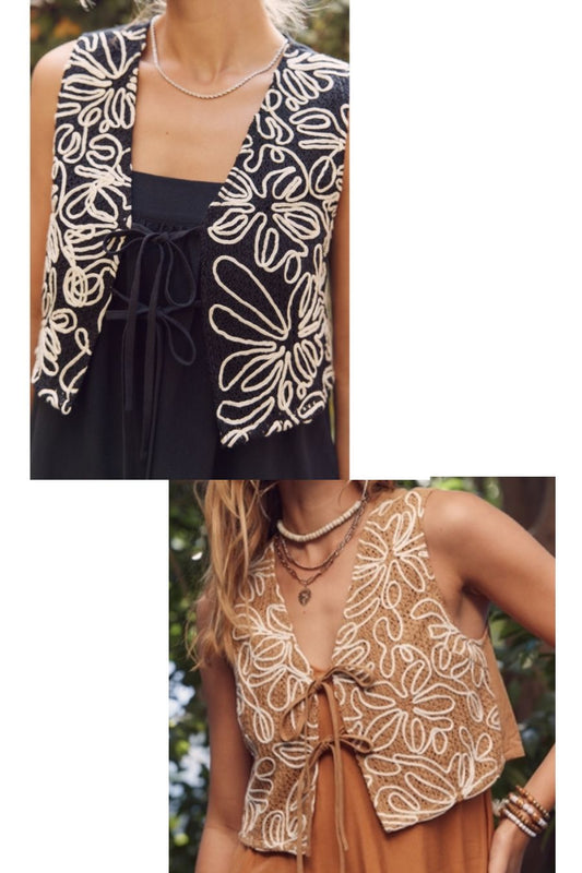 Abstract Embroidered Vest