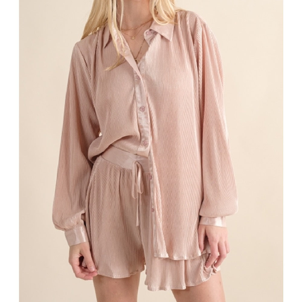 Sweetheart Kisses Blouse & Shorts Lounge Set