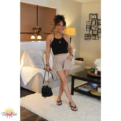 POL Amira Ruffle Knit Shorts