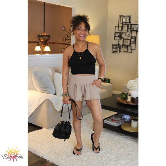 POL Amira Ruffle Knit Shorts
