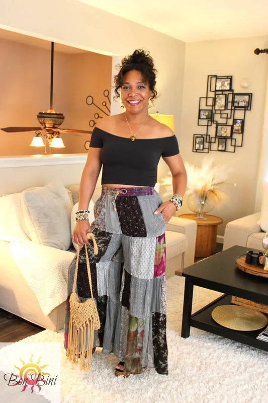 YT Back In Black Retro Revival Flare Pants