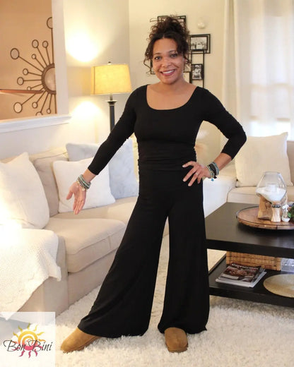 Fold Over Bamboo Palazzo Pants