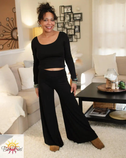 Fold Over Bamboo Palazzo Pants