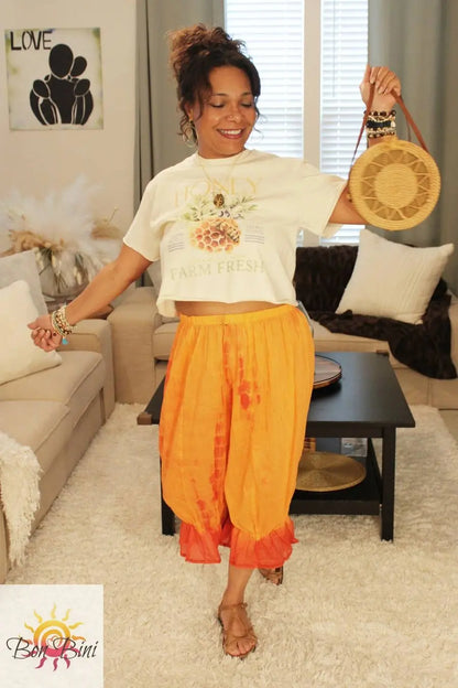 BB Papaya Burst Patchwork Bloomers Midi Capri