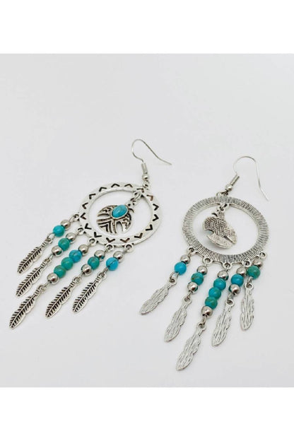 Fly Like A Bird Turquoise Tassel Earrings