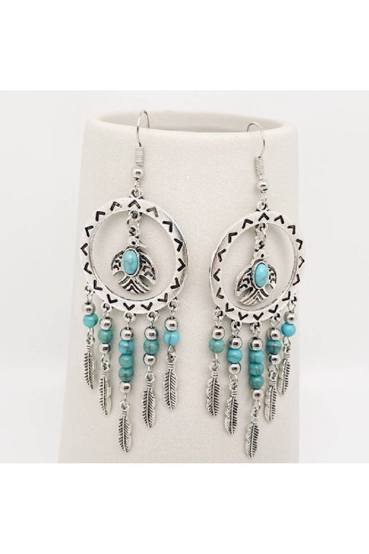 Fly Like A Bird Turquoise Tassel Earrings
