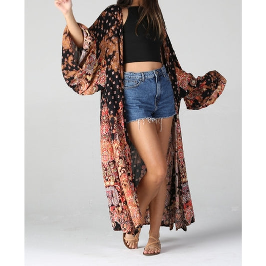 Blazing Sunset Duster Kimono