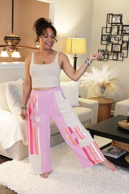 JH Boheme Striped Flower Patch Pants