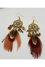 Load image into Gallery viewer, Bohemia Floral Feather Dreamcatcher Earrings
