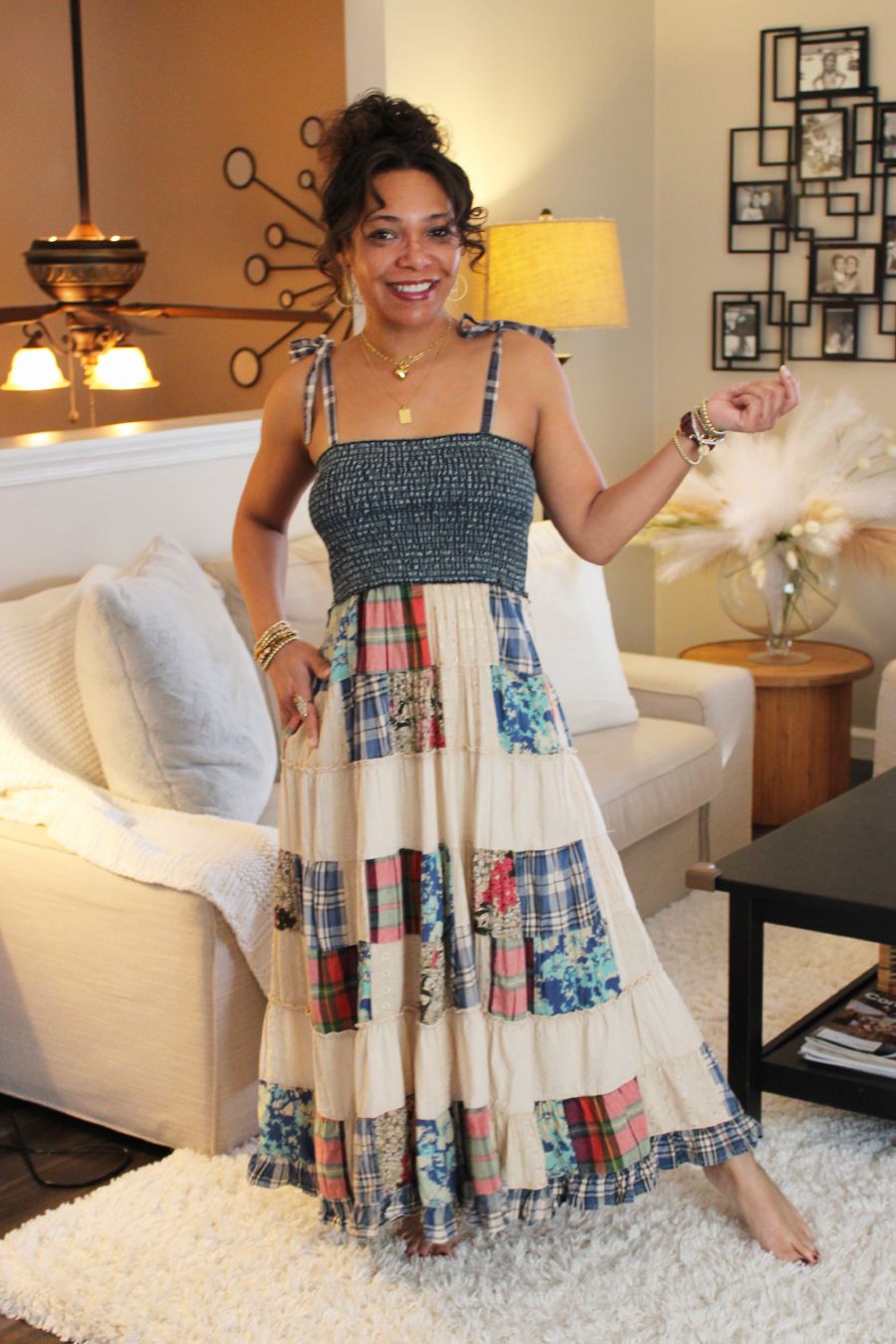 Boho Shades Smocked Patchwork Sundress