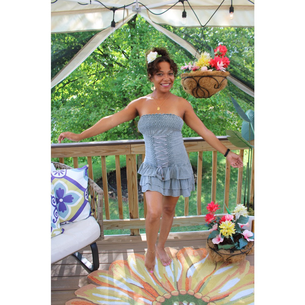 Women's Bora Bora Peruvian Pima Cotton Corset Lace Up Front Mini