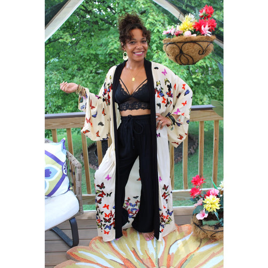 Butterfly Haven Long Kimono