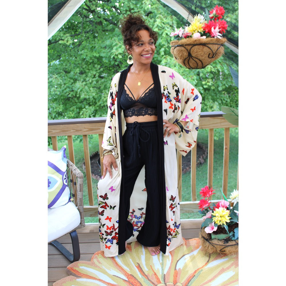Butterfly Haven Long Kimono