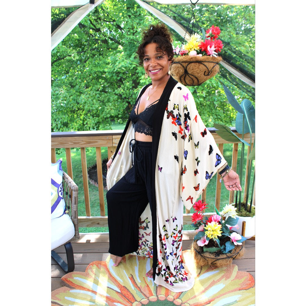 Butterfly Haven Long Kimono