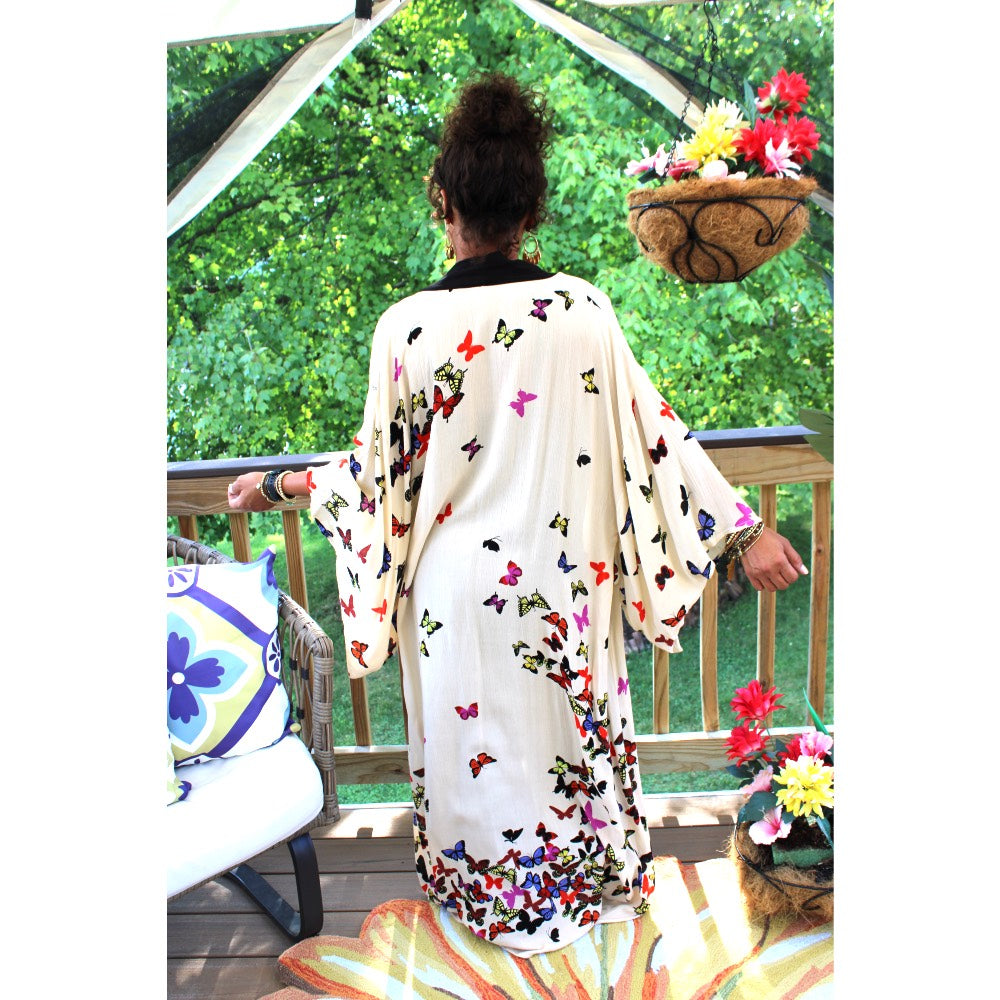 Butterfly Haven Long Kimono