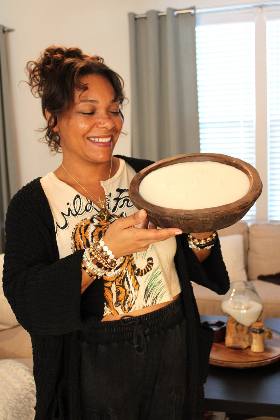 No. 9 Wooden Dough Bowl Candle