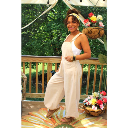 Cargo Drawstring Overall Jumpsuit