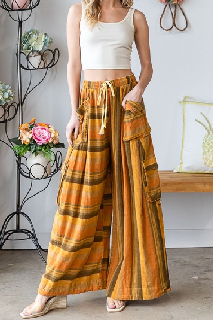 O&H Cargo Pocket Wide Leg Pants