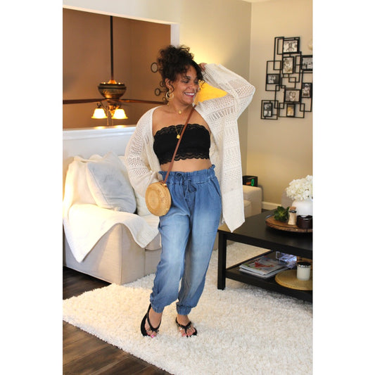 Chambray Paper Bag Waisted Jogger