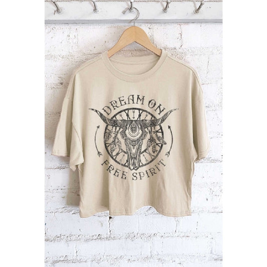 Cow Skull Free Spirit Long Crop Top