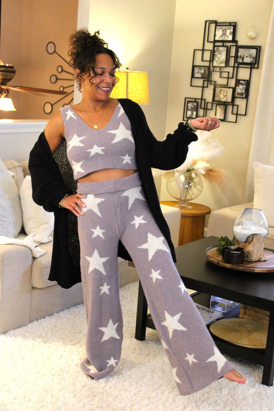 Gray Cozy Star Tank & Pant Set