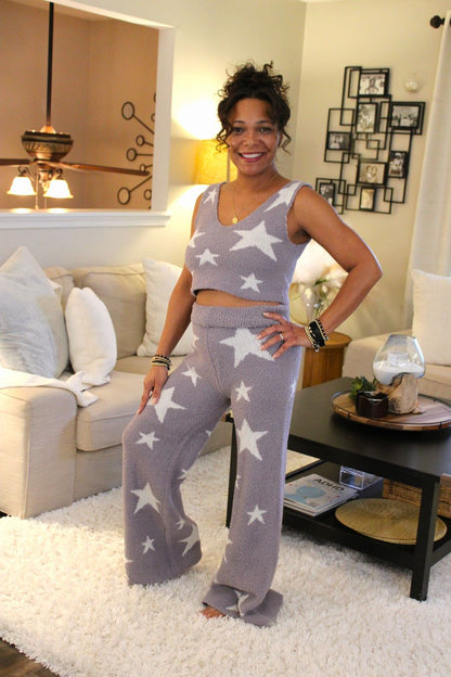 Gray Cozy Star Tank & Pant Set