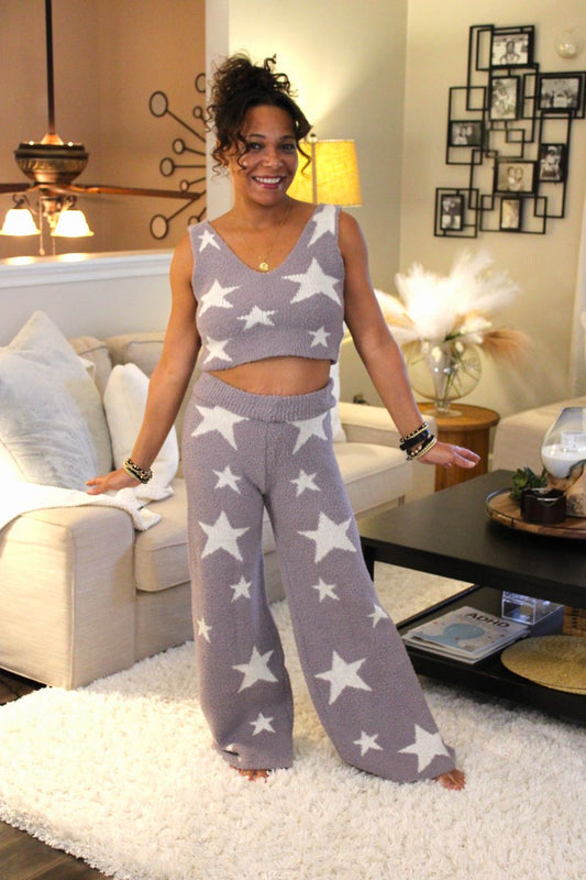 Gray Cozy Star Tank & Pant Set