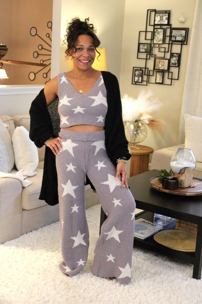 Gray Cozy Star Tank & Pant Set