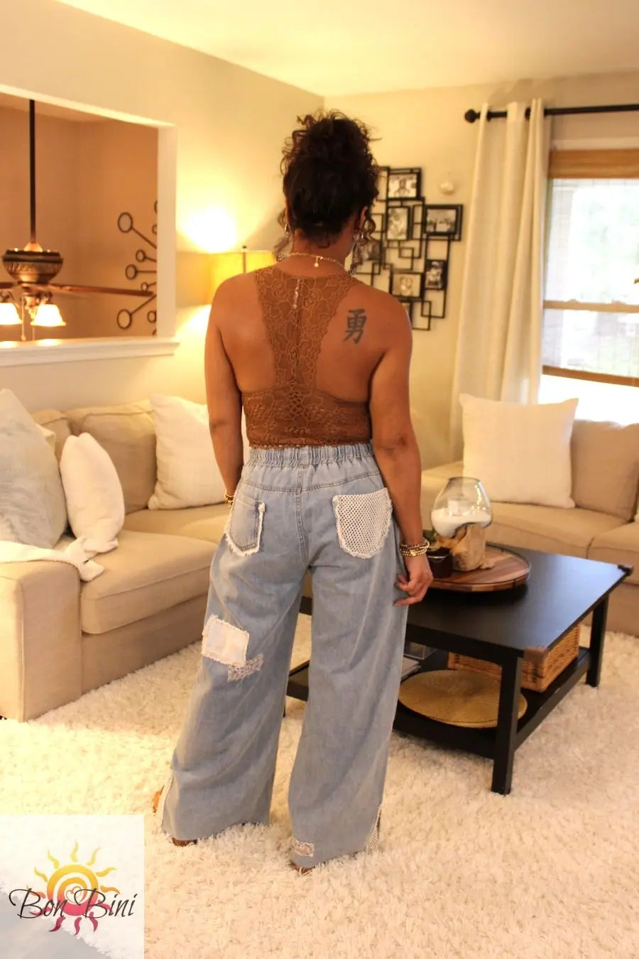 POL Crochet Patches Denim Pants