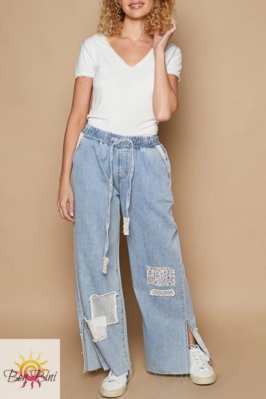 POL Crochet Patches Denim Pants