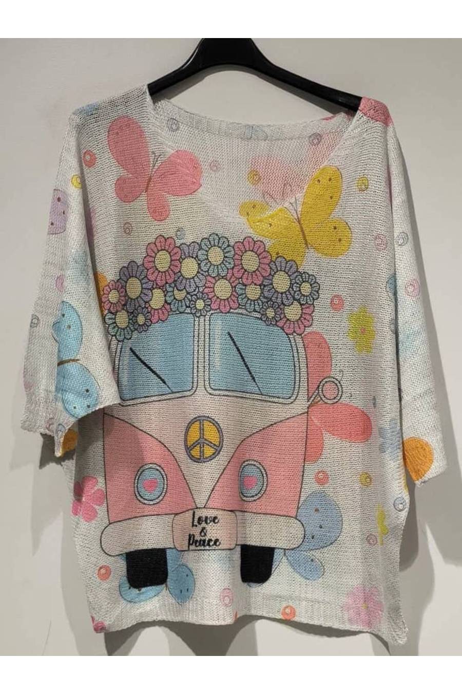 Cute & Classic Hippie Van Printed Knit Sweater