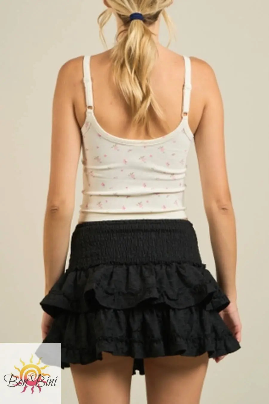 Cute Floral Ribbed Tank Top