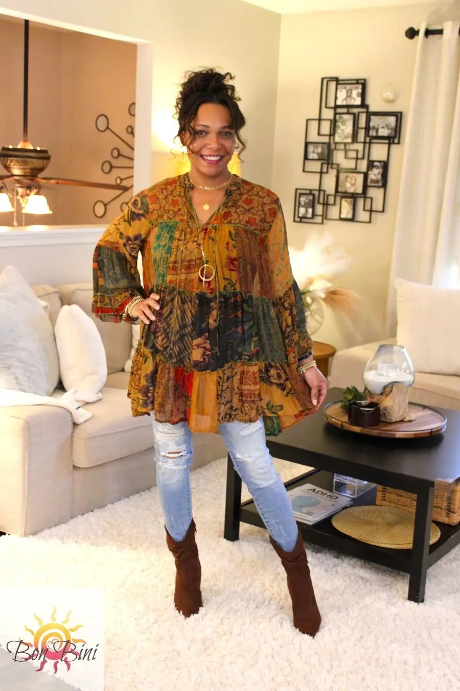 YT Earthy Boho Jhabla Top