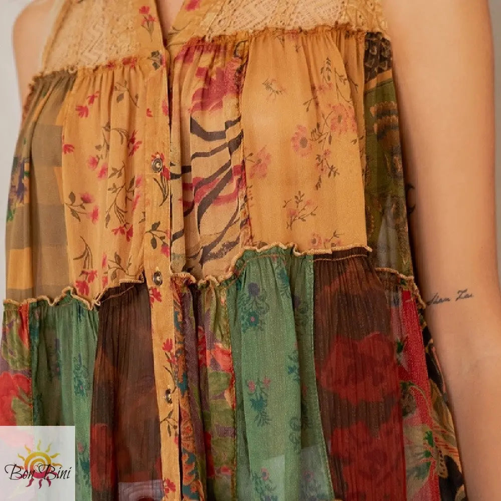 YT Earthy Boho Sleeveless Jhabla Top