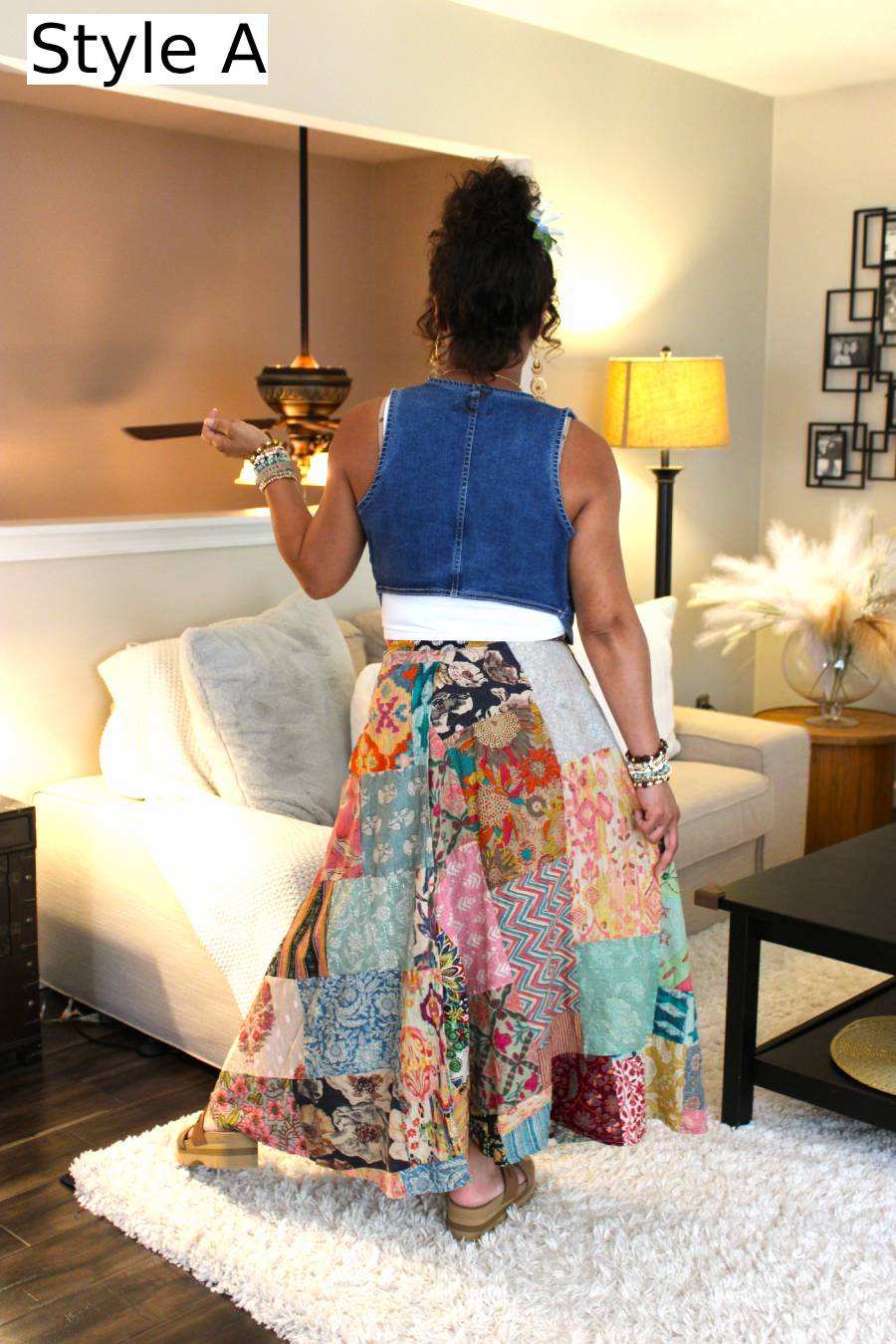 Earthy Tones Patchwork Wrap Skirt