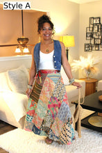 Load image into Gallery viewer, Earthy Tones Patchwork Wrap Skirt
