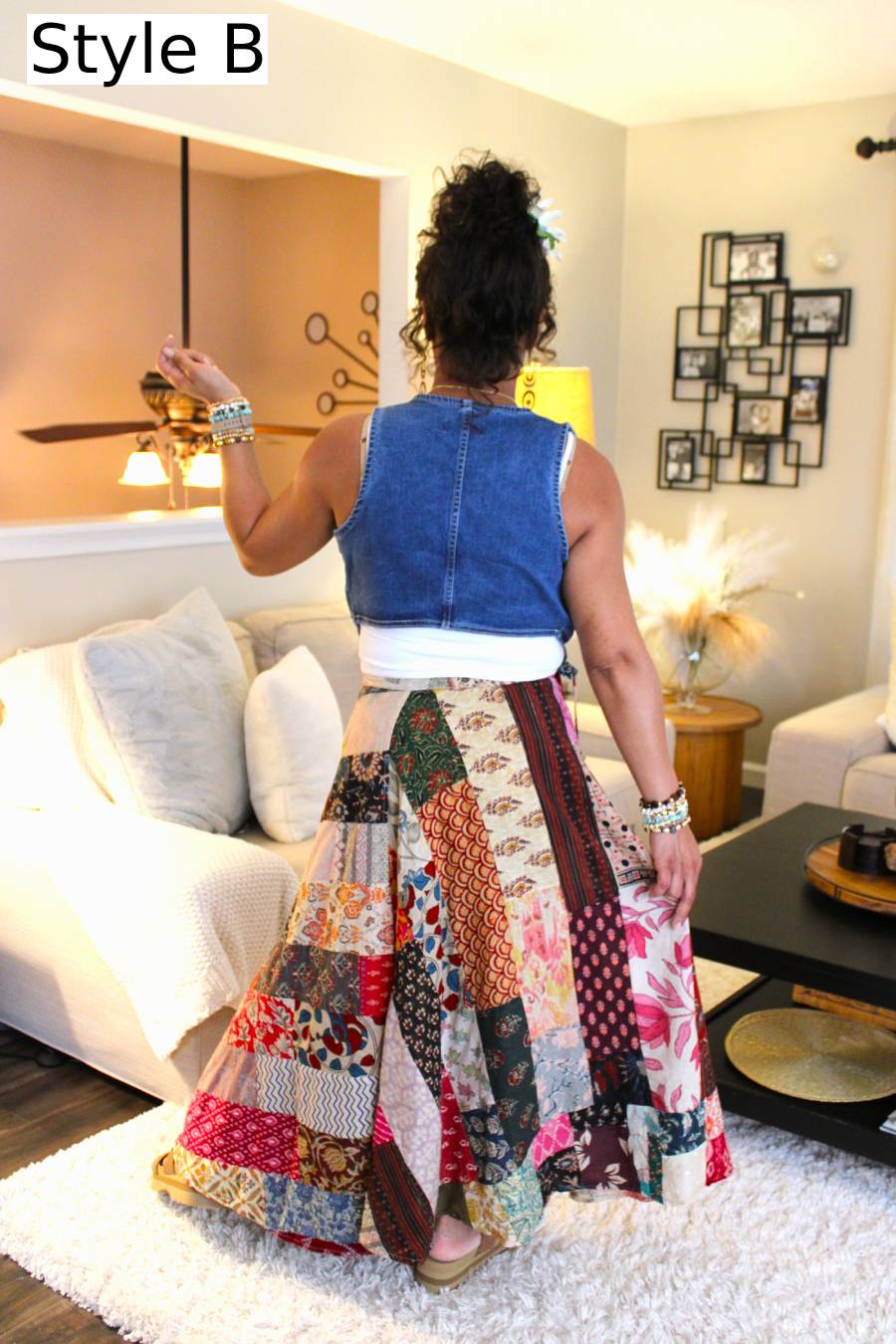 Earthy Tones Patchwork Wrap Skirt