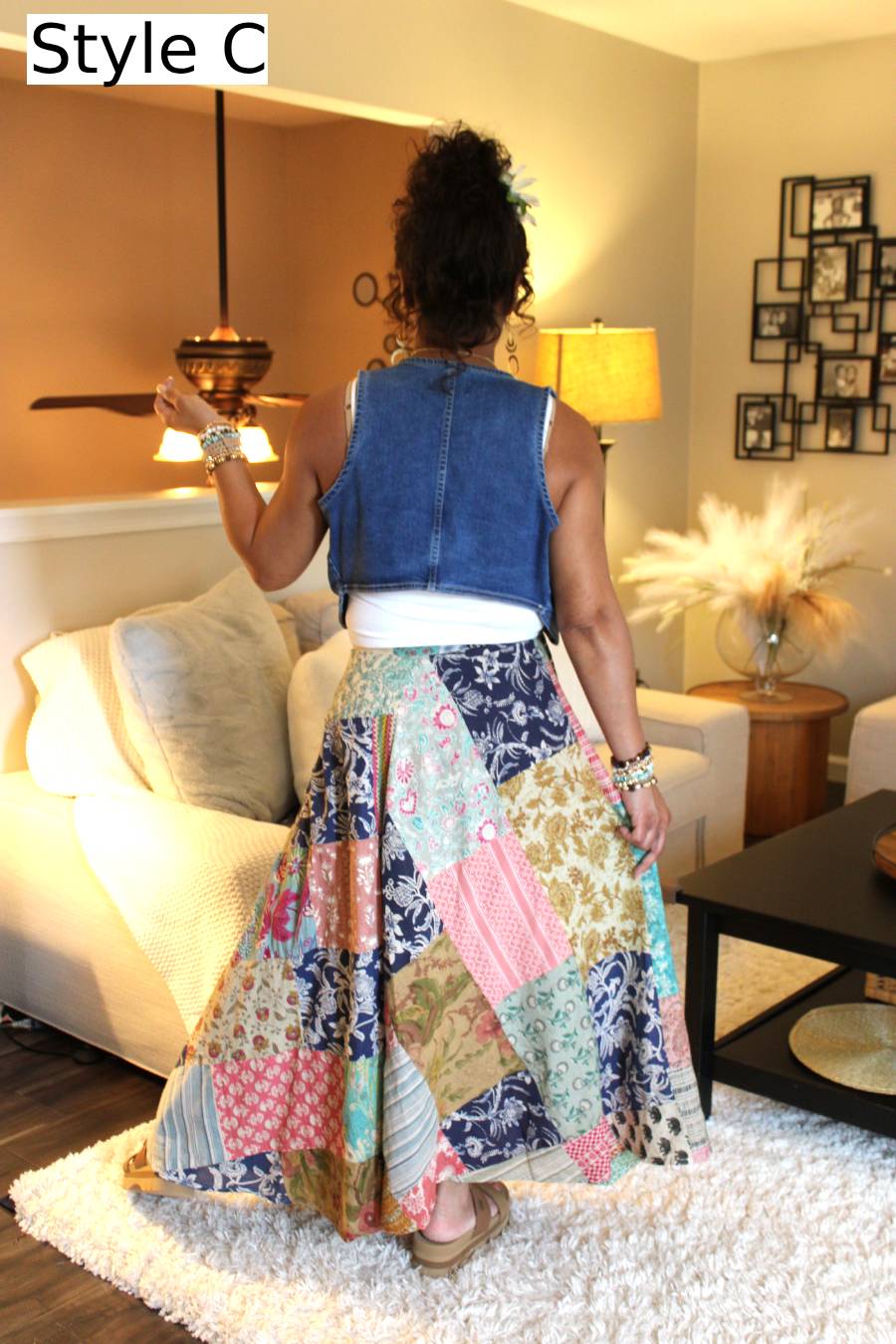 Earthy Tones Patchwork Wrap Skirt
