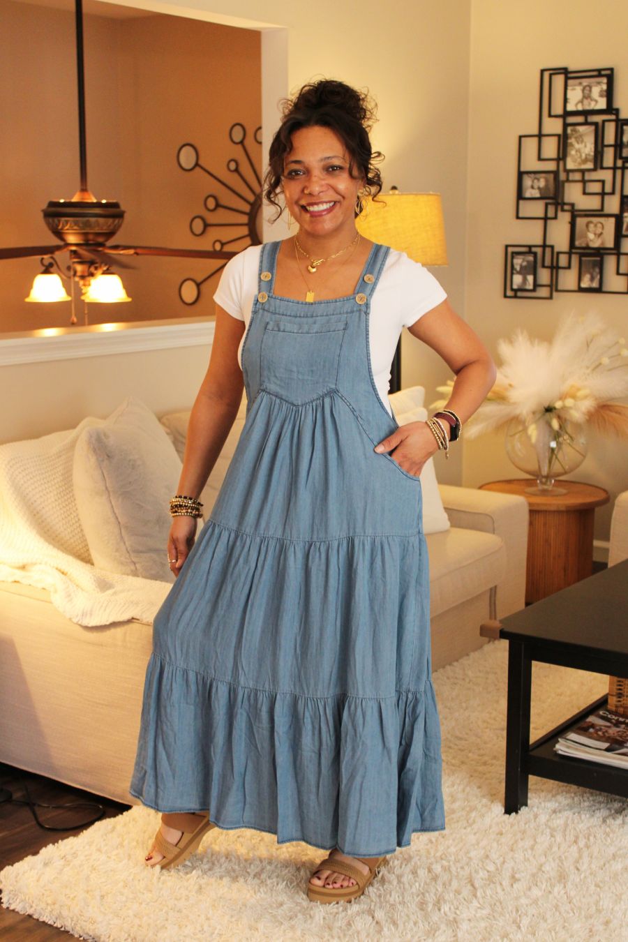 Ellen Washed Chambray Overall Dress