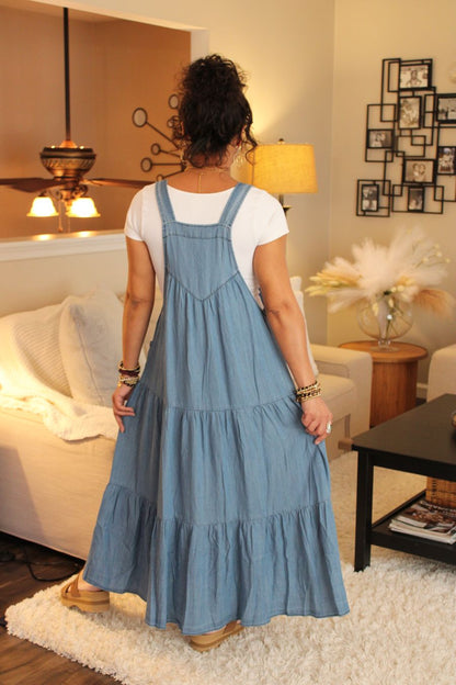 Ellen Washed Chambray Overall Dress