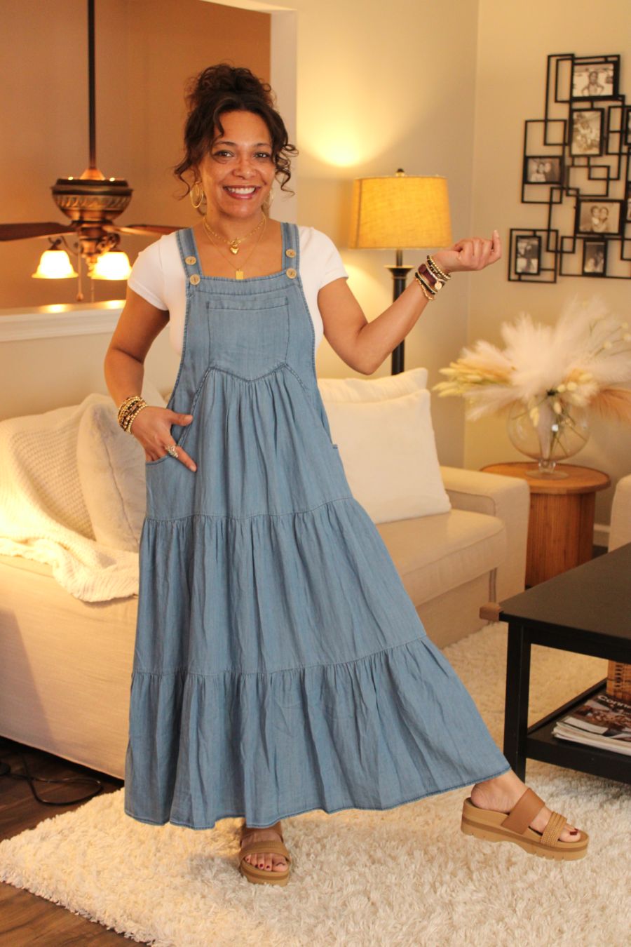Ellen Washed Chambray Overall Dress