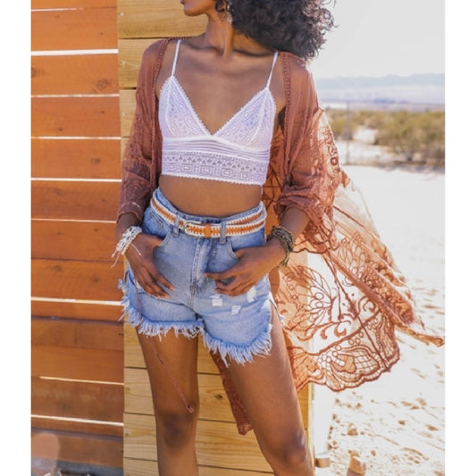 Embroidered Butterfly Lace Kimono