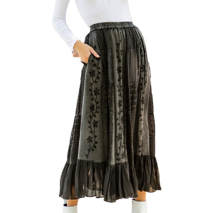 YT Embroidered Maxi Skirt