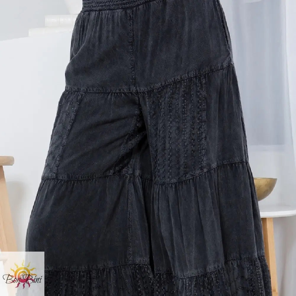 YT Embroidered Patchwork Flare Pants