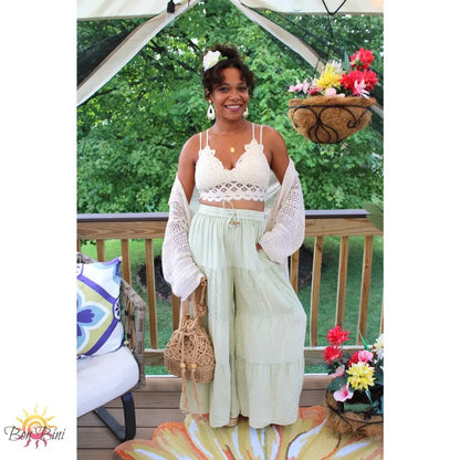 YT Embroidered Patchwork Flare Pants
