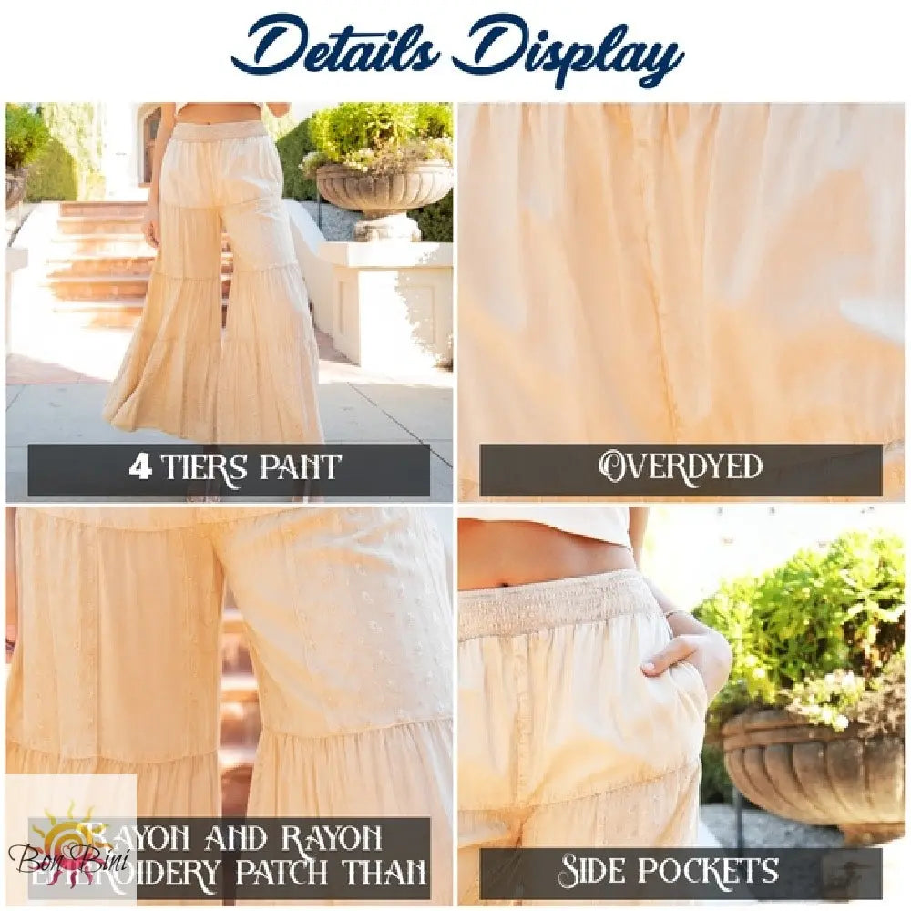 YT Embroidered Patchwork Flare Pants