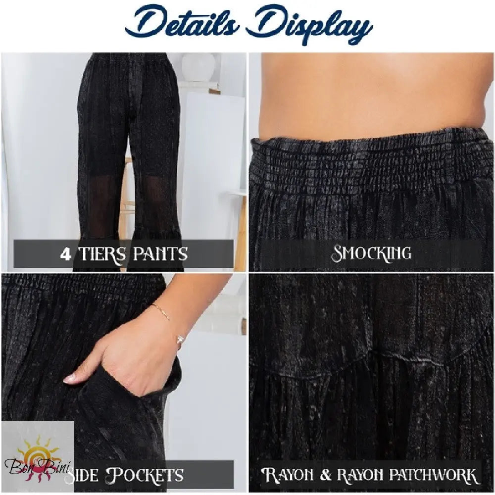 YT Embroidered Patchwork Flare Pants