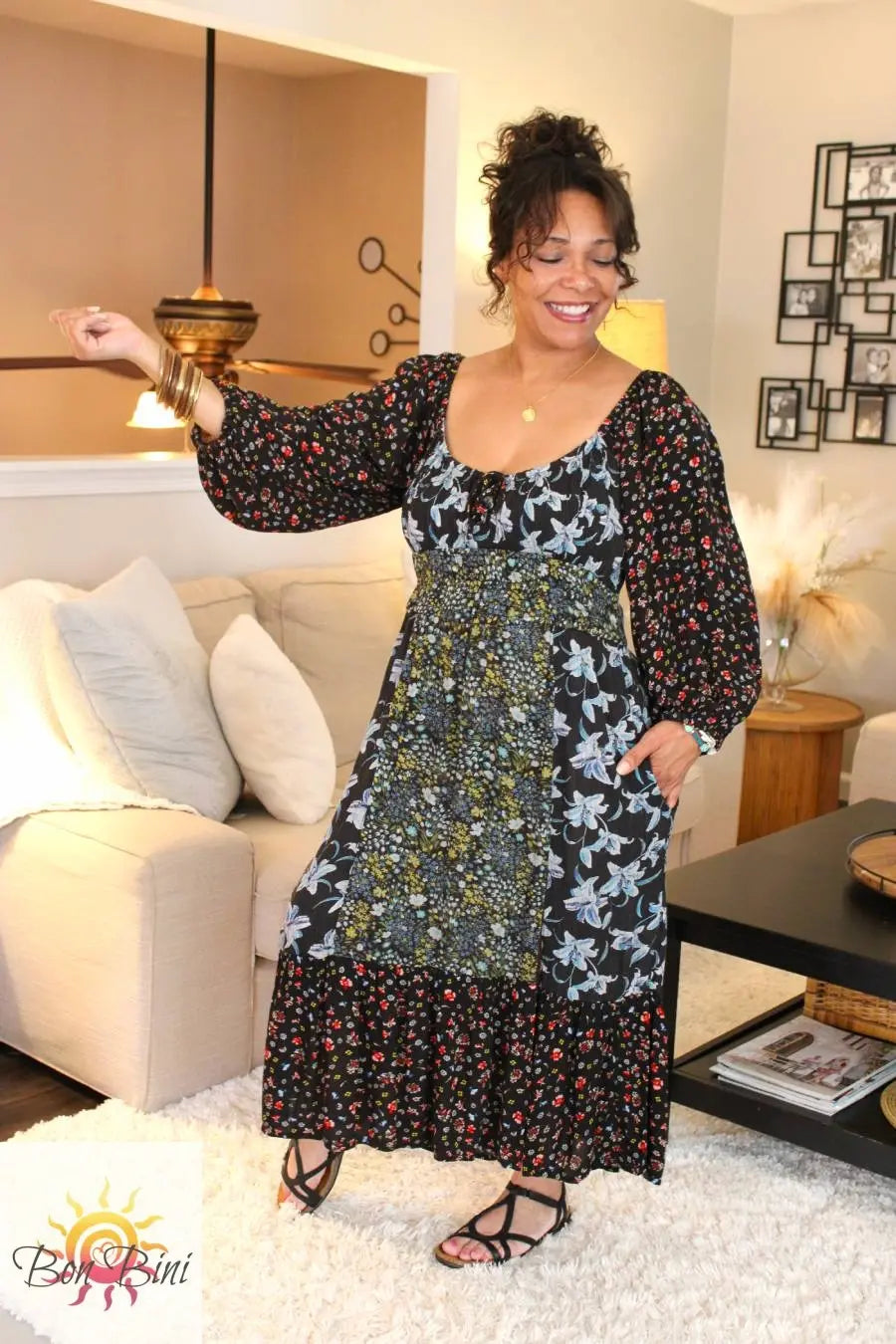 BB Flora Patchwork Midi Dress